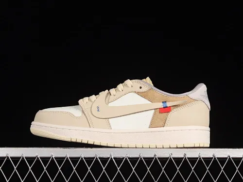 All categories Air Jordan Jordan series basketball shoes Air Jordan 1 Low Off White x Air Jordan 1 Low "Custom" AJ1 Joe 1 beige joint cultural low-top casual sneakers CZ0790-102